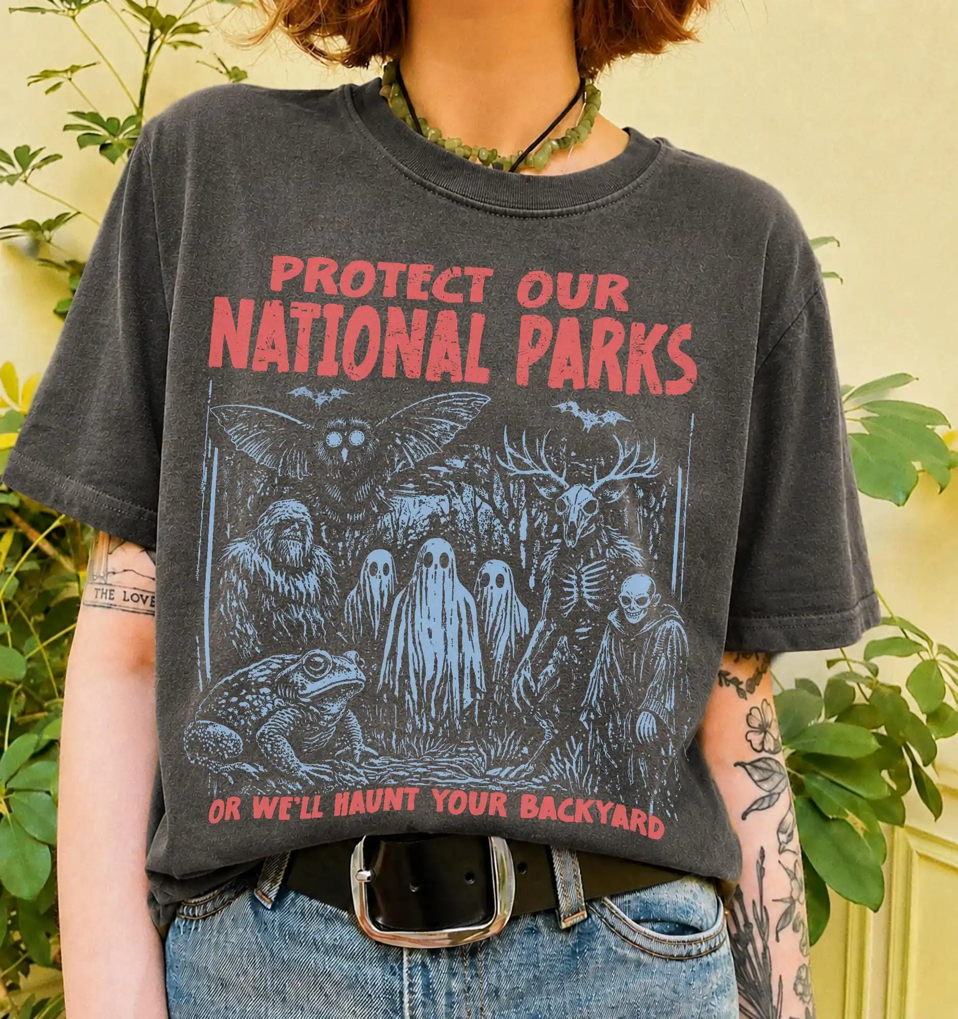 Cryptid Creatures National Parks ® Shirt : 90s Protect Our Parks Vintage Camping Hiking Tee