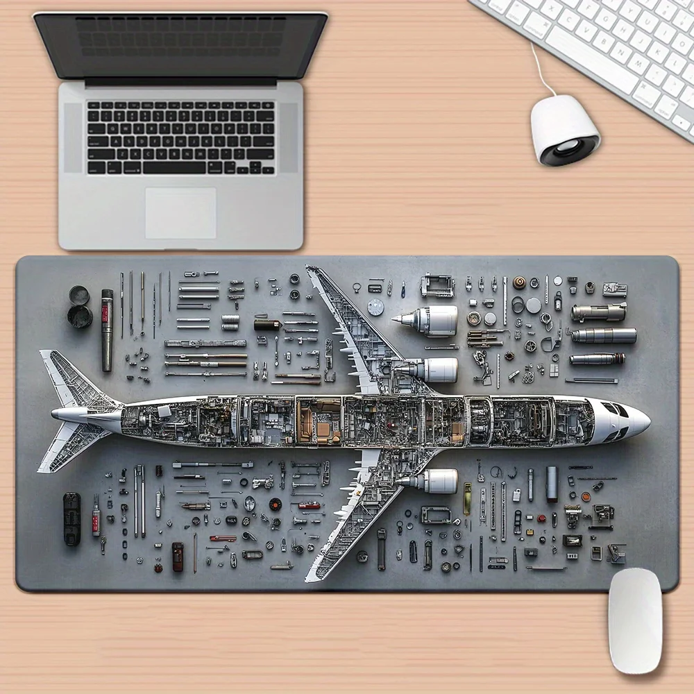 

1pc Aircraft Components HD Printed XXL Mousepad - Durable Rubber Desk Mat for Gamers & Office Use, Non-Slip Base, Smooth Surface