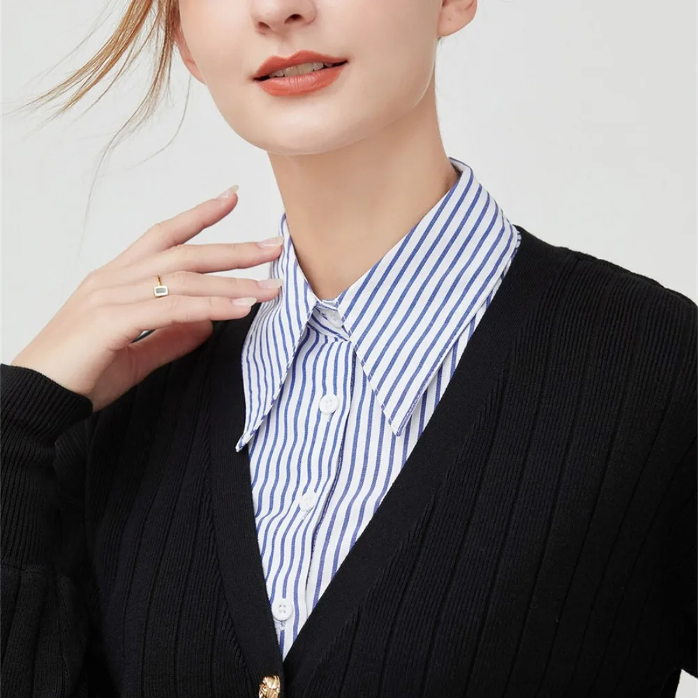 Detachable Stripe Shirt Fake Collar Commute Decorative Fake Hand Sleeves Comfortable Easy To Wear False Wrist Cuffs Office