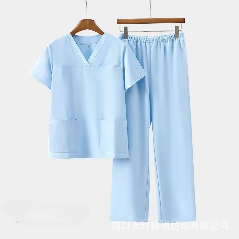 Elastic Ice Silk Quick-drying Workwear Set for Professionals Women's Summer Short-sleeve Black Scrub Suit