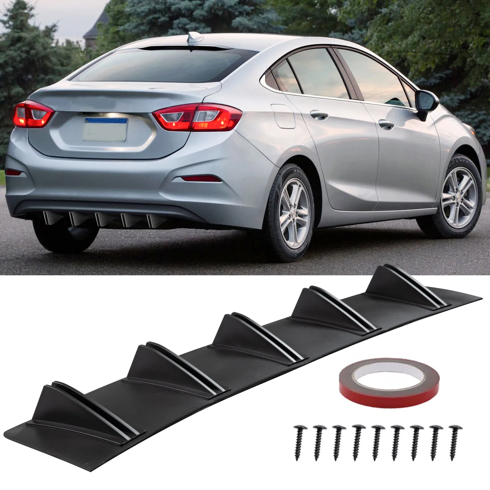 

Rear Diffuser 10 Fins Bumper Lip Splitter Spoiler Body Kits For Chevrolet Cruze