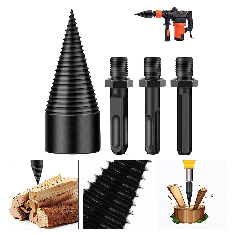 

Firewood Drill Bit Set Impact-resistant Splitting Tool with Handle Wedge Steel Splitter Woodworking