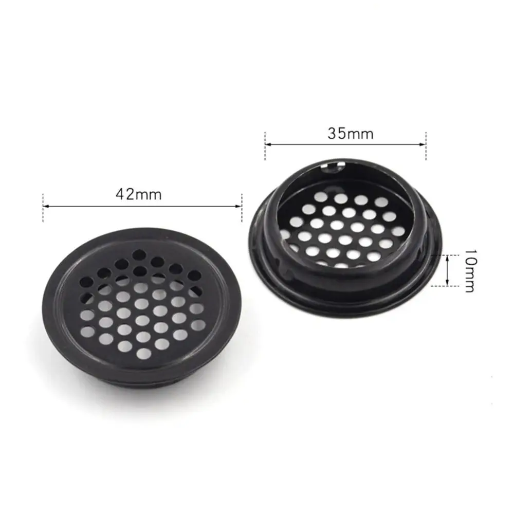 50 pcs 35mm Air Vent Holes Round Dustproof Ventilation Grilles Cover Black Stainless Steel Mesh Hole Shoe Cabinets