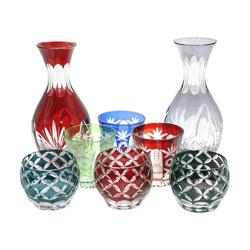 

Japanese sake pot, sake cup, Edo cutting technology, glass spirits cup, wine dispenser, hand carved household decoration