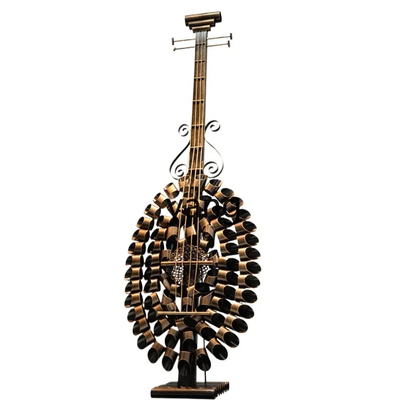 Lmm New Chinese Musical Instrument Pipa Metal Ornament Music Floor Large Sculpture Art Ornament