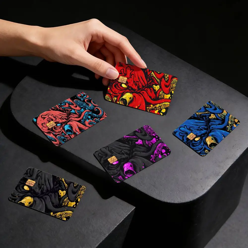 Cool Monster Creepy Octopus Monster Creative Bank Card Sticker Covers Chip Cards Credit Card Skins Scratch Protection