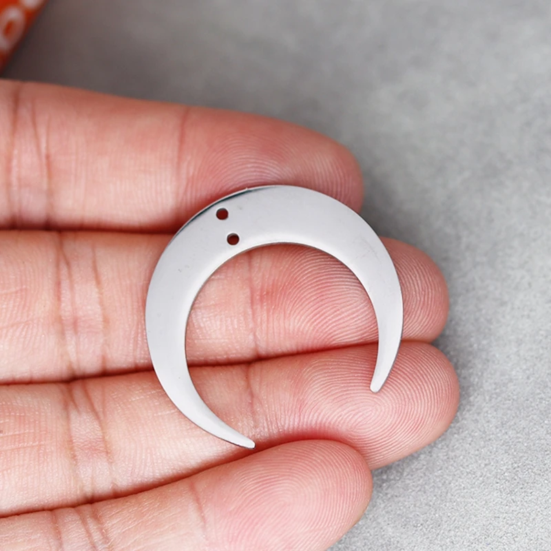 3pcs Crescent Moon Charm Stainless Steel Pendant Charms for Jewelry Making DIY Craft Earrings Necklace Amulet Handmade Findings