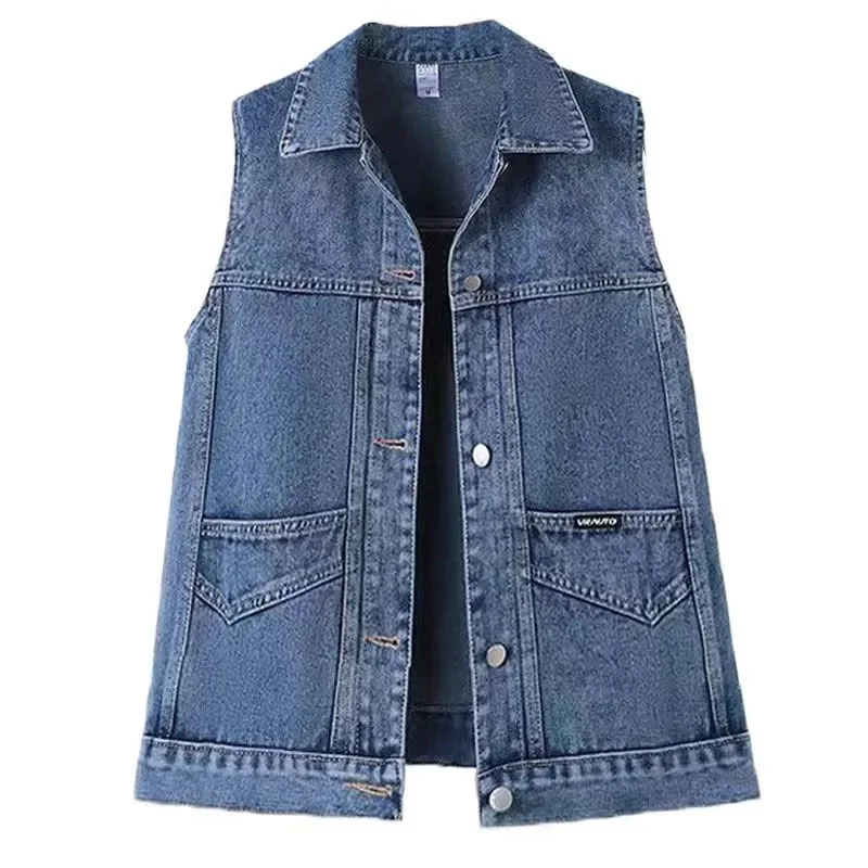 

Fashion Women Cowboy Waistcoat Outwear Lady Large Size 4XL Denim Vest Coat Autumn Female Jeans Sleeveless Jacket