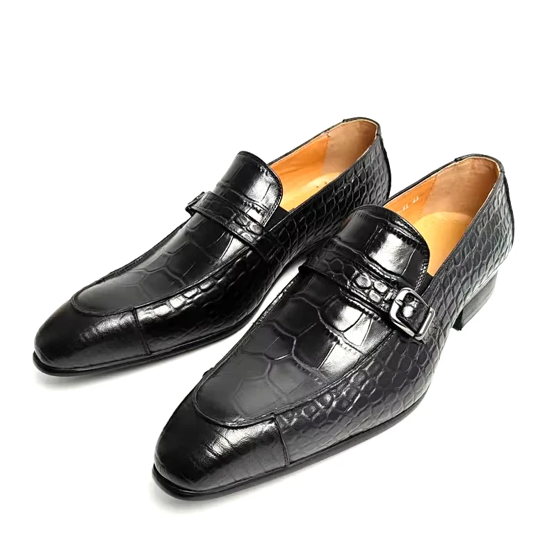 Luxe Echt Lederen Schoenprint Heren Loafers Handgemaakt Hoge Kwaliteit Zakelijke Formele Kantoor Casual Schoenen Zapatos De Hombre