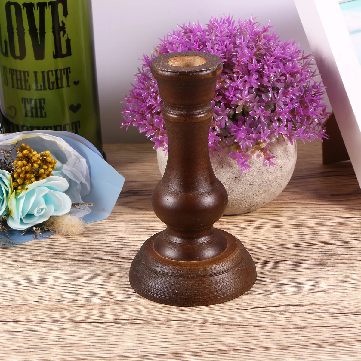 

Solid Wood Candlestick Copper Design Holder for Dining Table Church Decor Environmental Protection
