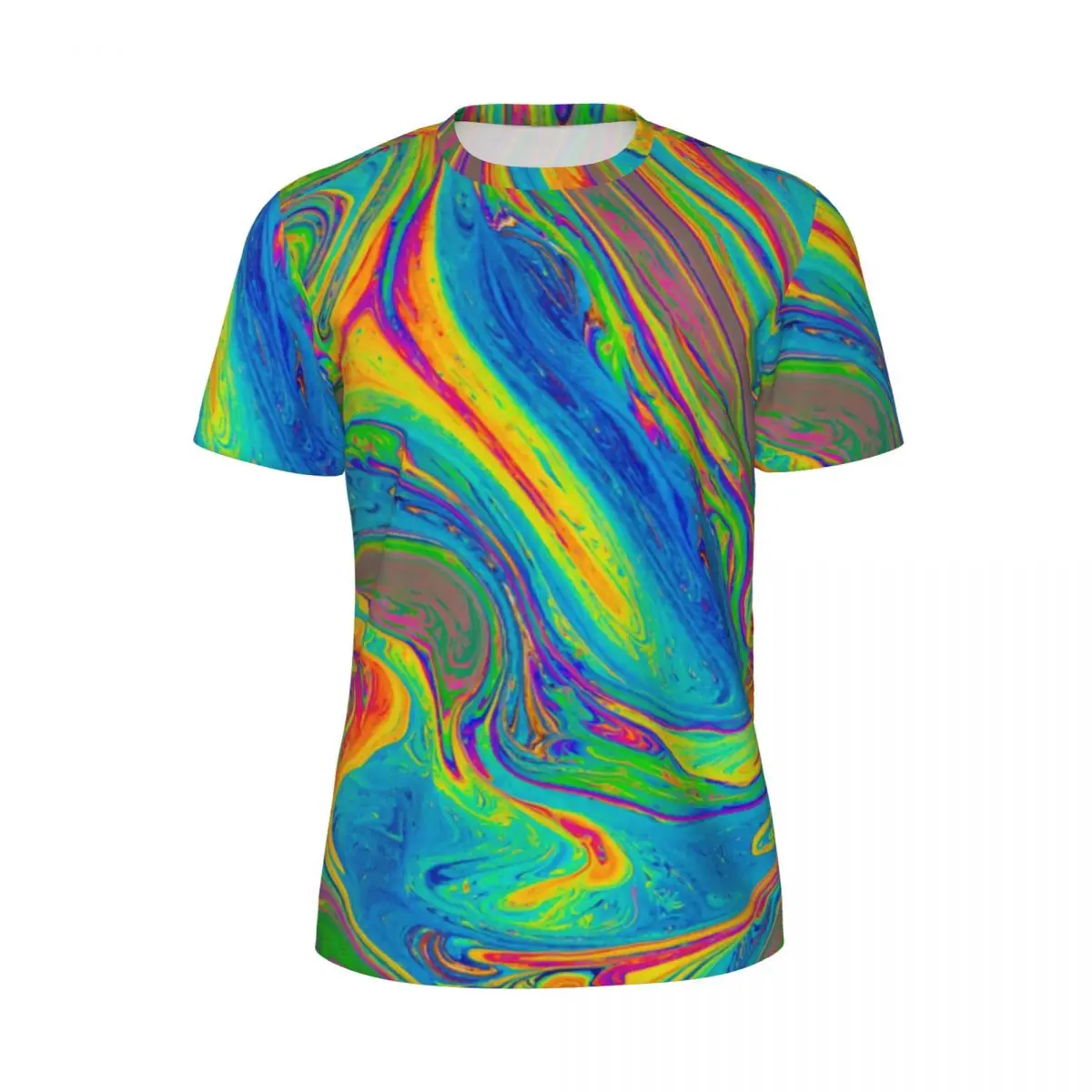 Neon Paint T-Shirt Colorful Marble Print Fashion Running T Shirts Short-Sleeve Comfortable Tops Summer Classic Big Size Top Tees