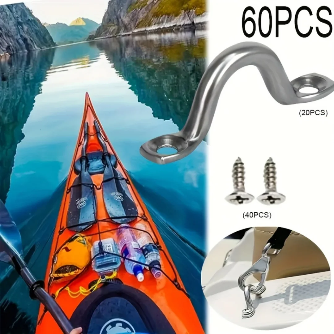 20-teiliges Set U-Griff aus Edelstahl für Kajaks und 40 Installationsschrauben, langlebiges Befestigungszubehör für Bootsdecken, Kajakteile – Detail 2