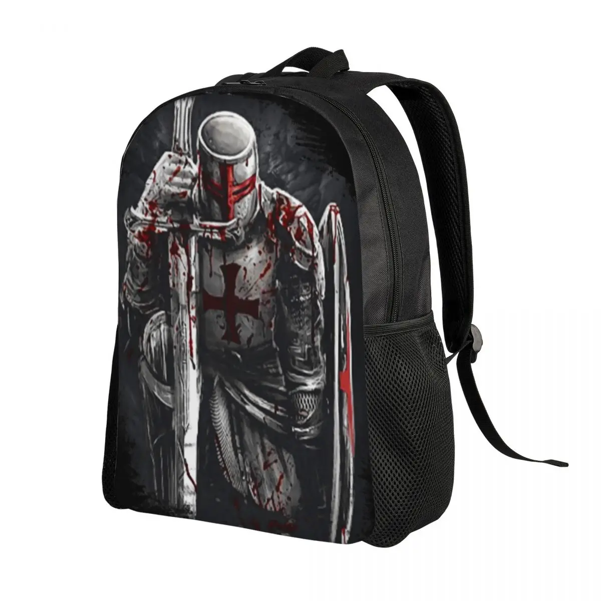 Brave Rosary Crusader Warrior Backpack for College School Bookbag Fits 15 Inch Laptop Medieval Shield Cross Knights Templar Bags