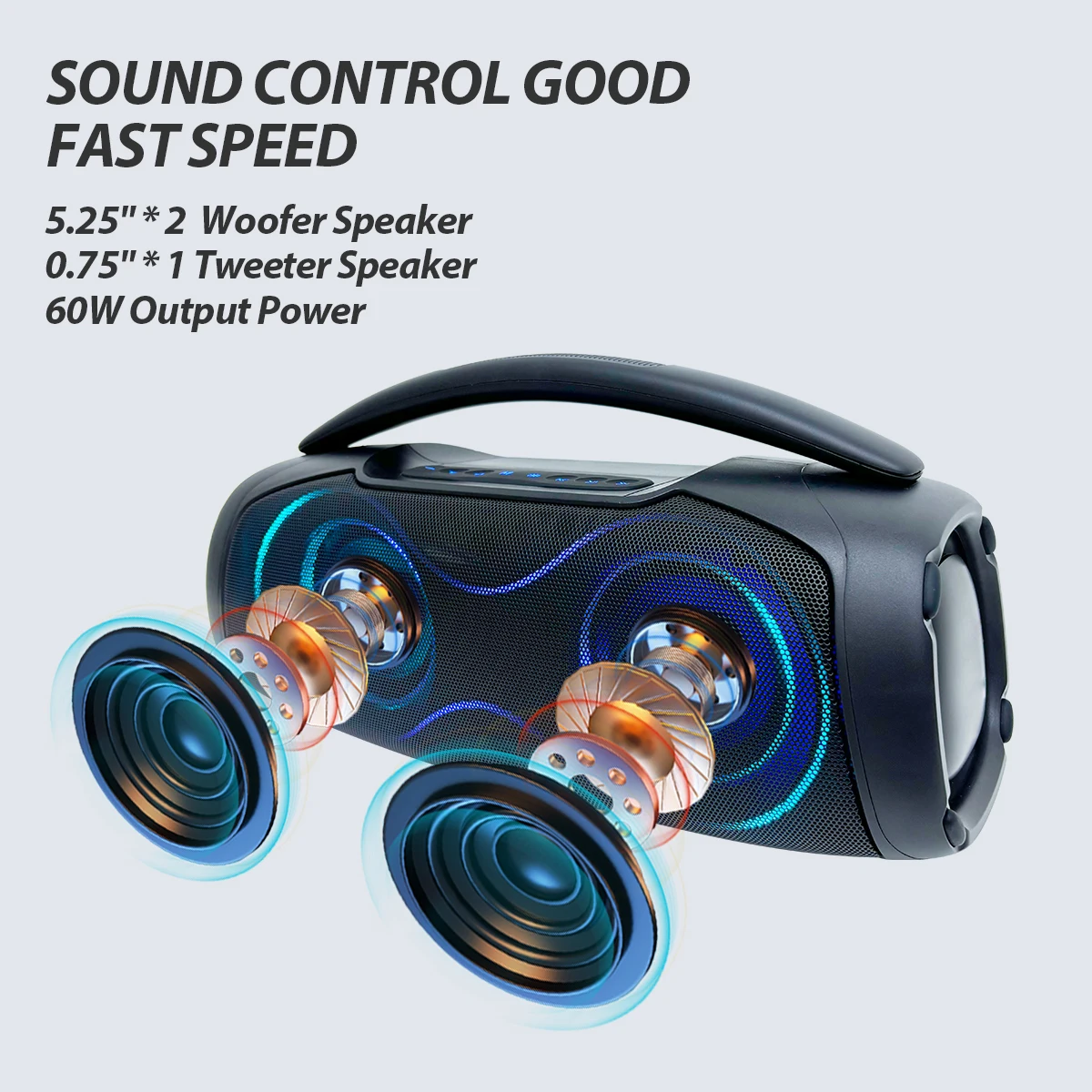 인기 판매 제품 파티 스피커 RGB LED 컬러풀 라이트 보시나스 딥 베이스 야외 스피커 노래 엔터테인먼트용