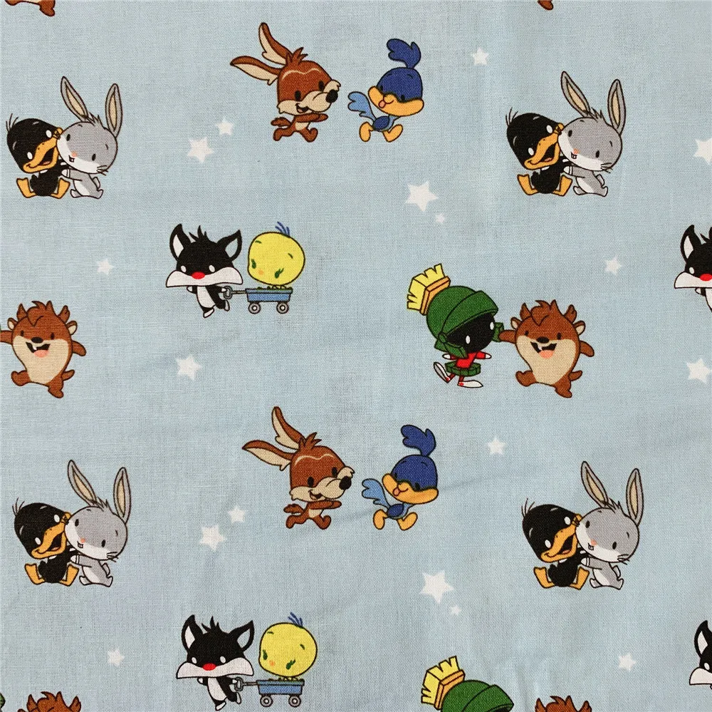 Rabbit animal DIY Cotton Fabric for Tissue Kids Boy shirt mask turban home textile Curtain tablecloth Pillowcase Sewing Tilda