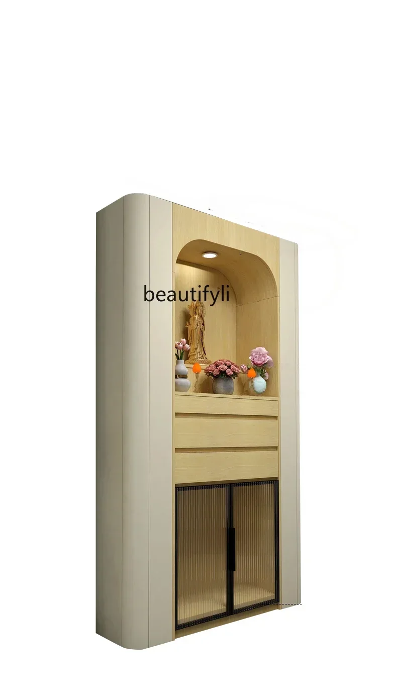 

Living Room Chinese Style with Door Modern Altar Altar Solid Wood Buddha Shrine Family Buddha Statue Clothes Closet
