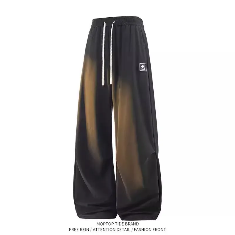 American Casual Brand Men's Spring Autumn Loose Straight Tube Sports Pants Drawstring Drapey Versatile Unisex Casual Trousers