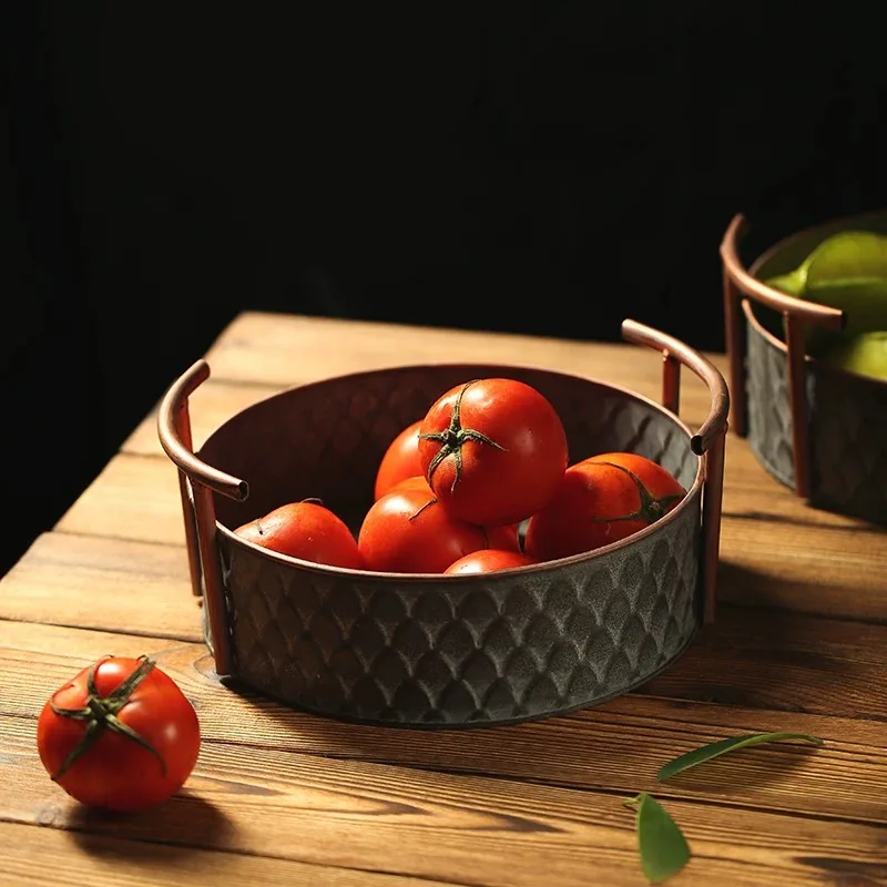Unique Floral Rim Vintage Metal Tray - Handcrafted Round Iron Tray with Ribbon, Rustic Decor for Home, Church & Wedding