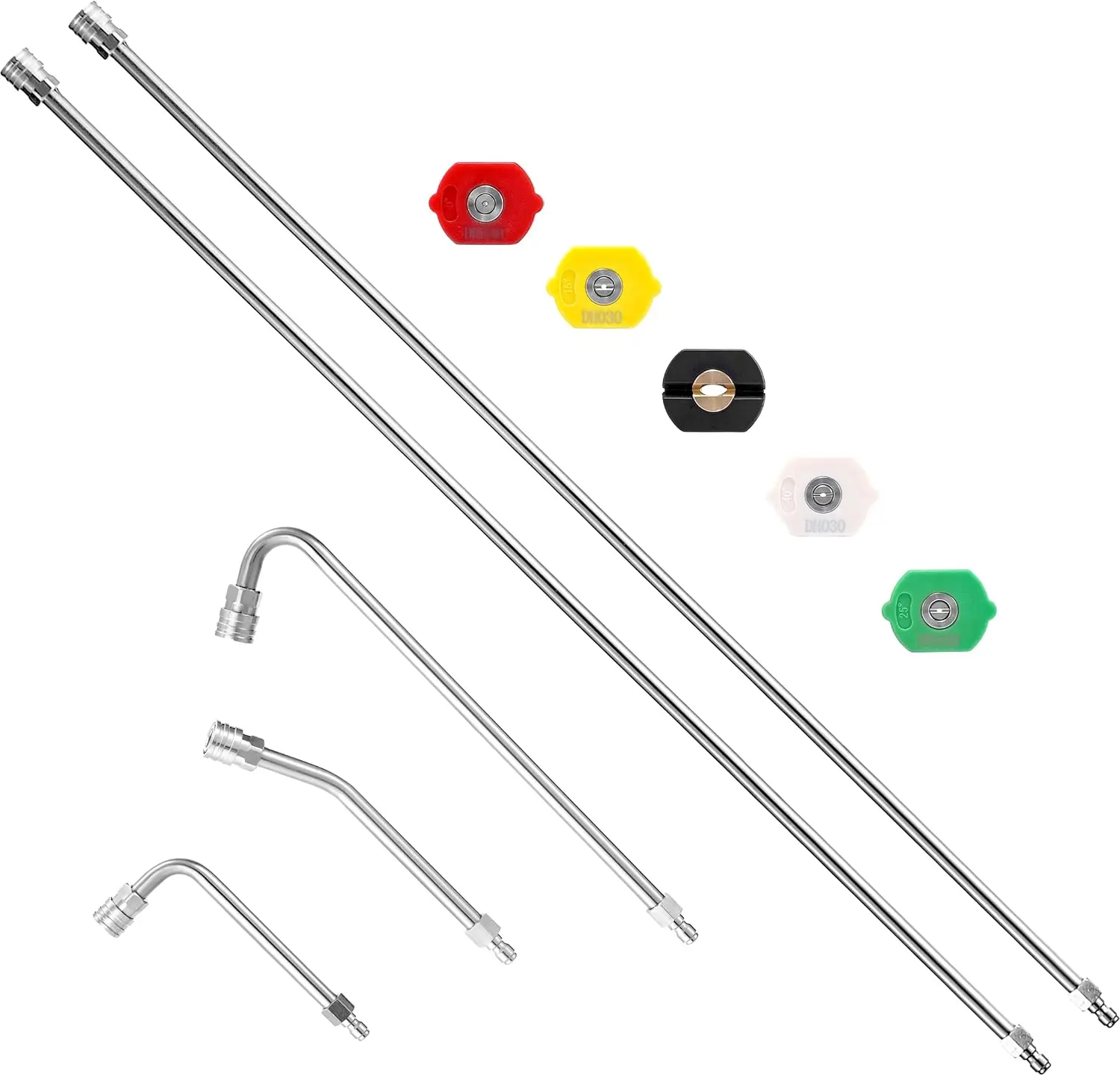 

120" Pressure Washer Extension Wand with 5 Nozzle Tips, Curved Rod and Quick Connect for Enhanced Cleaning