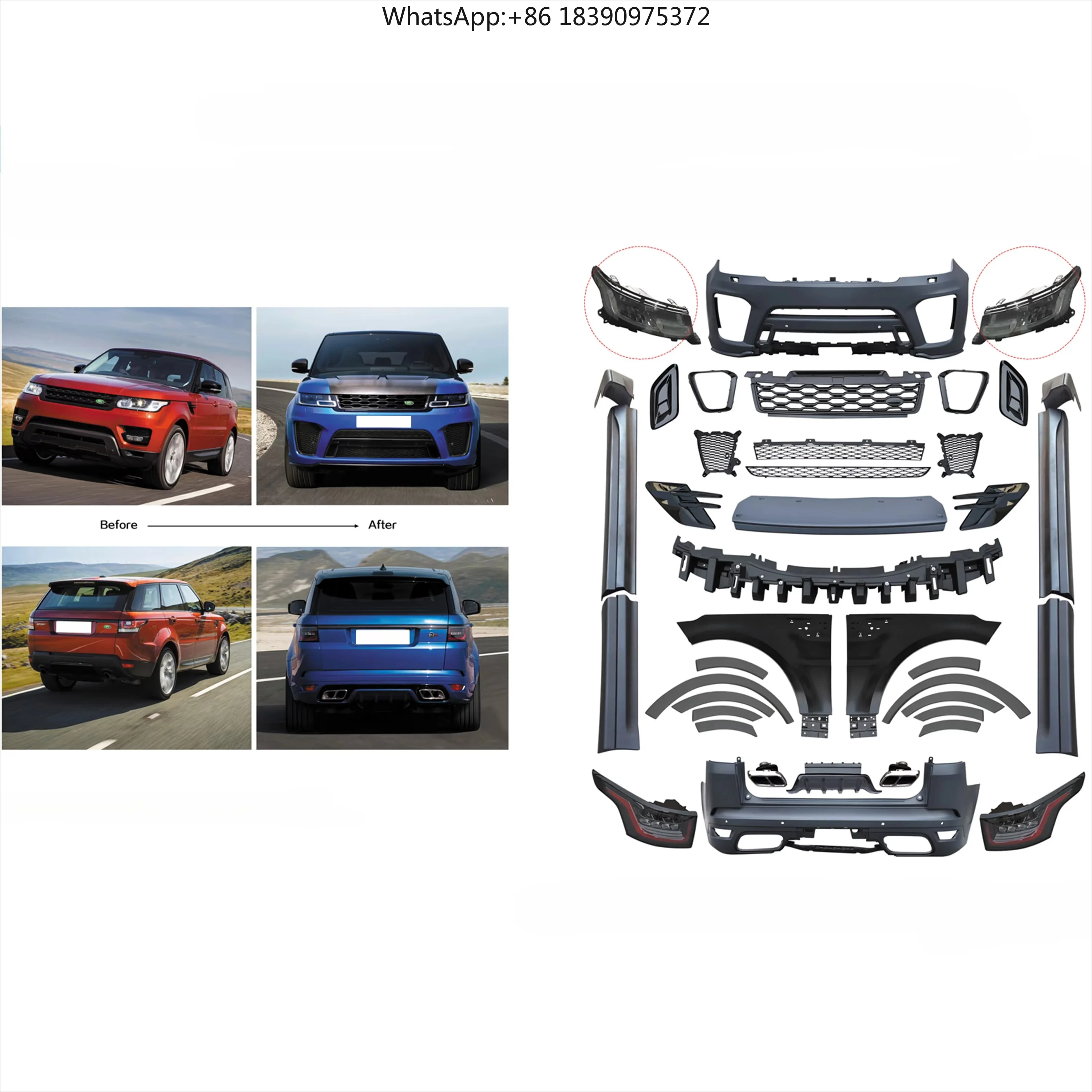 Car Body Kits for Sport 2014-2018 Upgrade 2020 SVR Model with Front Bumper Rear Bumper