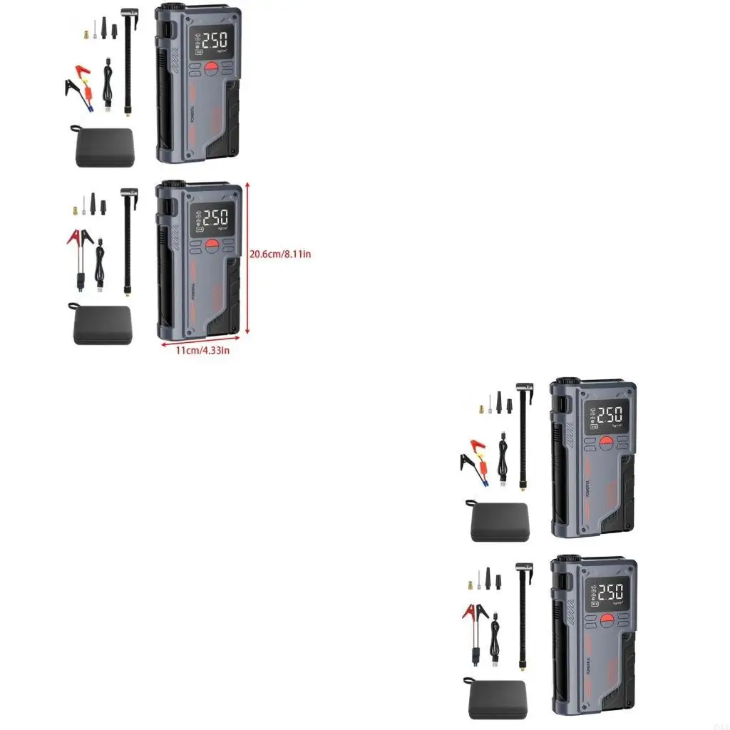 

Digital Display Tire Air Compressor Car Emergency Power Jump Starter 1000A Air with LED Light 14.8V Tire Inflator