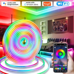 3m 5m 10m Tuya WiFi RGBIC Dreamcolor Luce Al Neon 12V Ha Condotto La Striscia 96Leds/m IP67 Al Neon Della Flessione di Nastro Lampada Mixcolor A Caccia di Lavoro Con Alexa