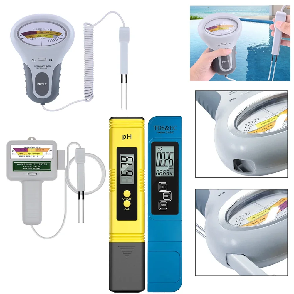 Water Quality Chlorine Tester Professional PH Chlorine Cl2 Level  Meter Tester with Probe for Swimming Pool Spa Measuring