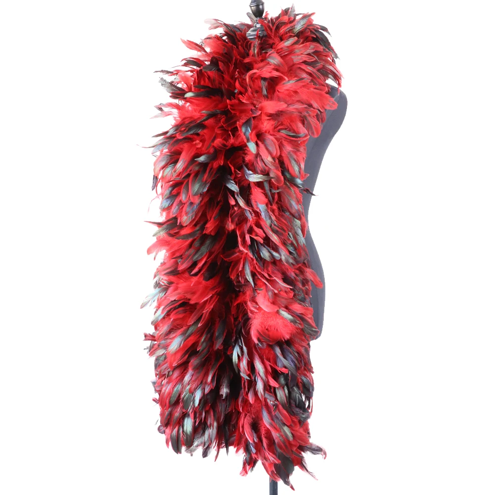 Plumes de poulet Boa, robe rouge, accessoires de décoration, vêtements épais de luxe, Costume de Festival de carnaval, plumes de loisirs créatives