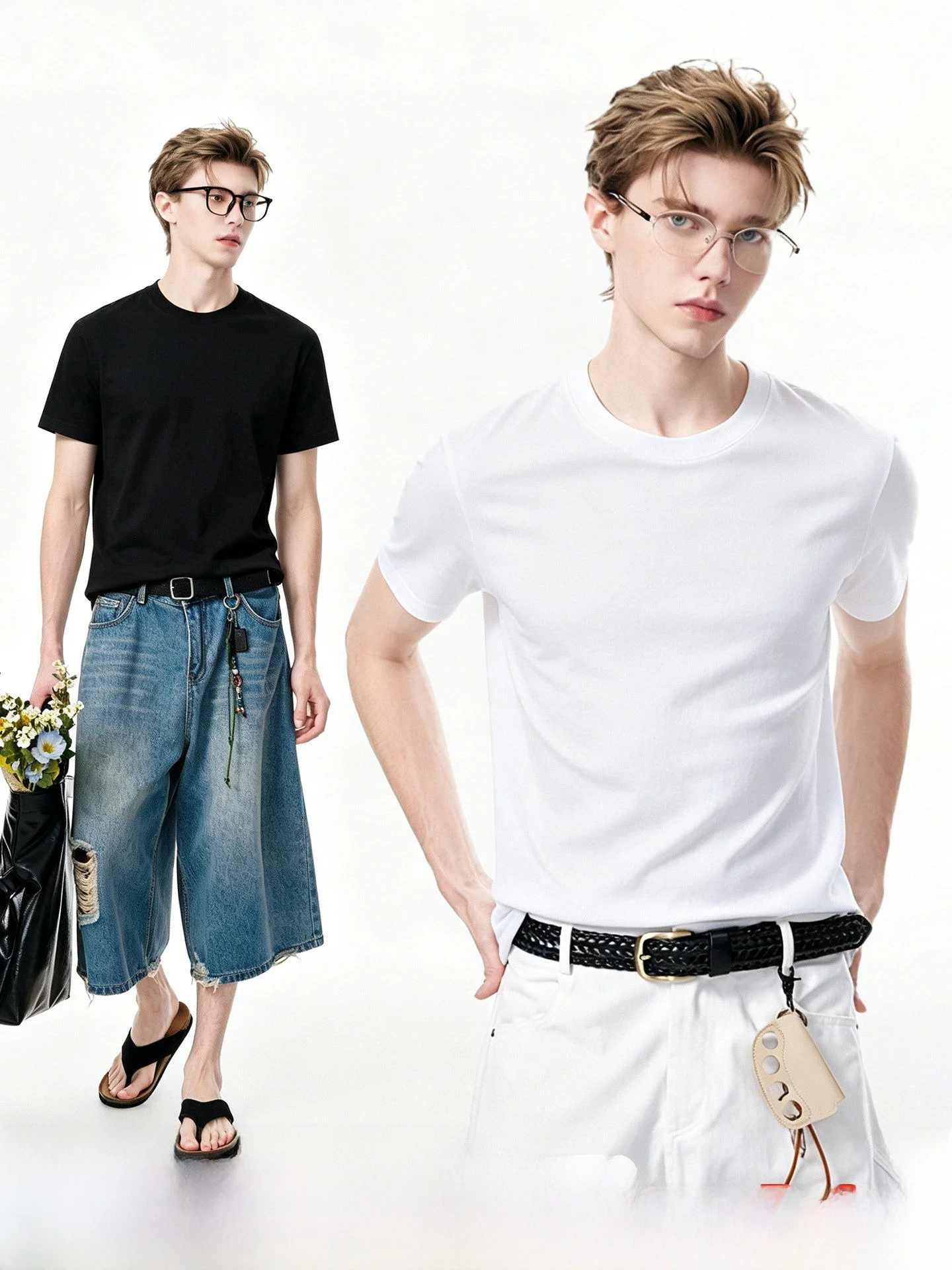 Sun Protection Men's T-shirt Light Weight Short Sleeve round Neck Knitted Loose Fit Summer Casual Breathable White Dream Made