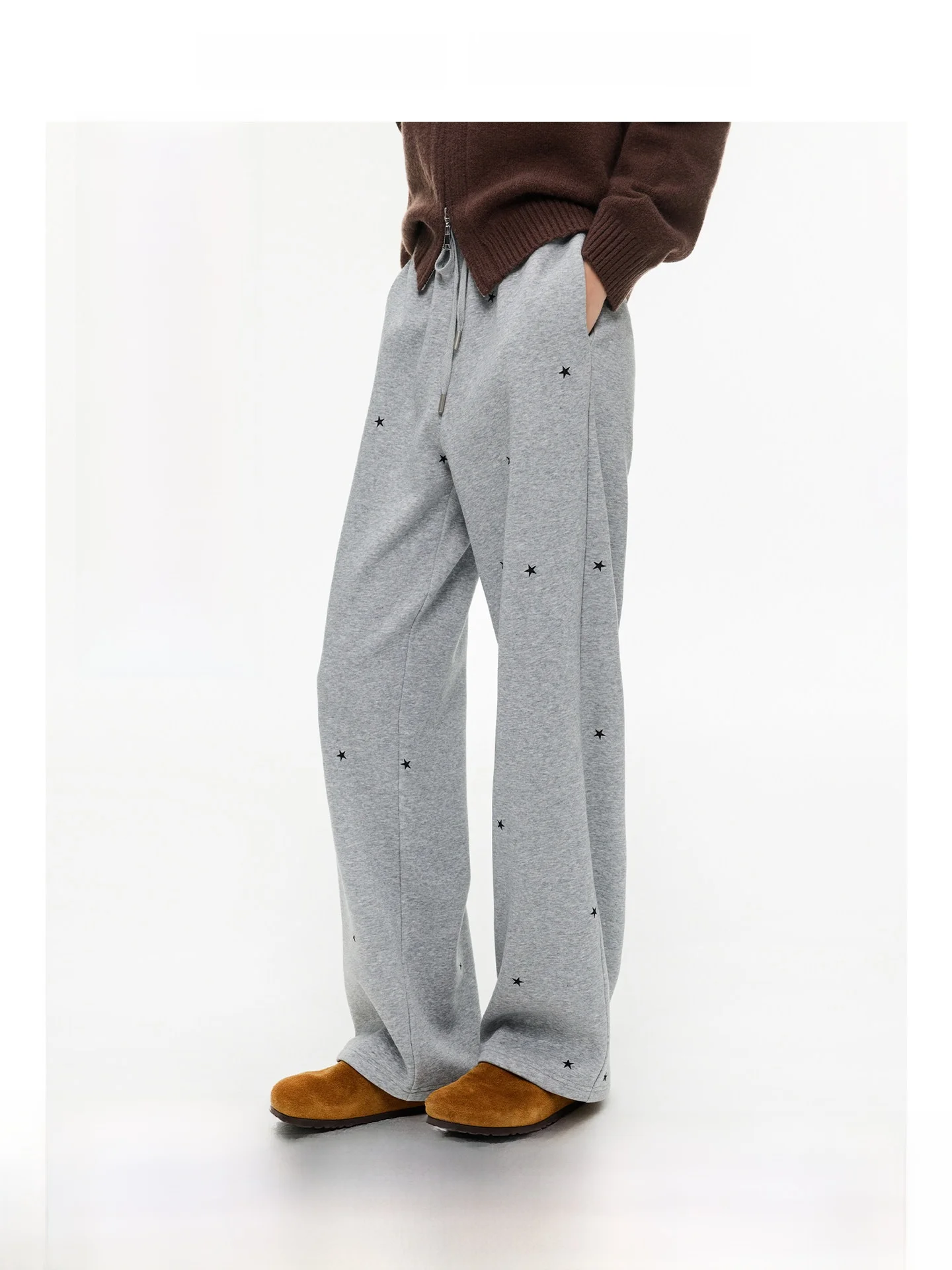 

Повседневные брюки больших размеров со звездным принтом на подкладке, с широкими штанинами, цвет для больших размеров, женский зимний сезон, хлопковая одежда с высокой талией...