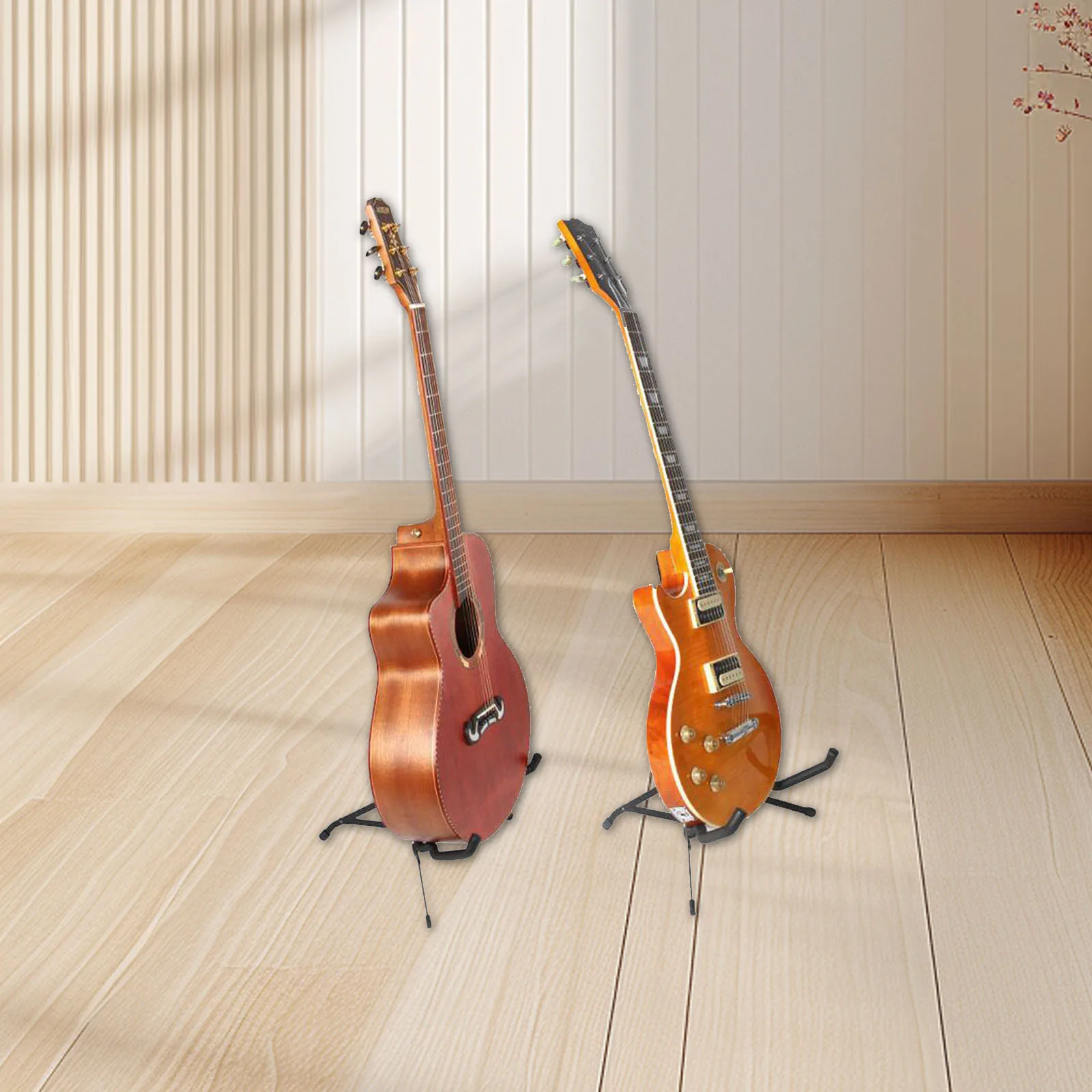 Guitar Floor Stand with Neck Rack Foldable Stand Tripod Stand for Bass Guitars Banjos Ukulele Classical Guitars Electric Guitars