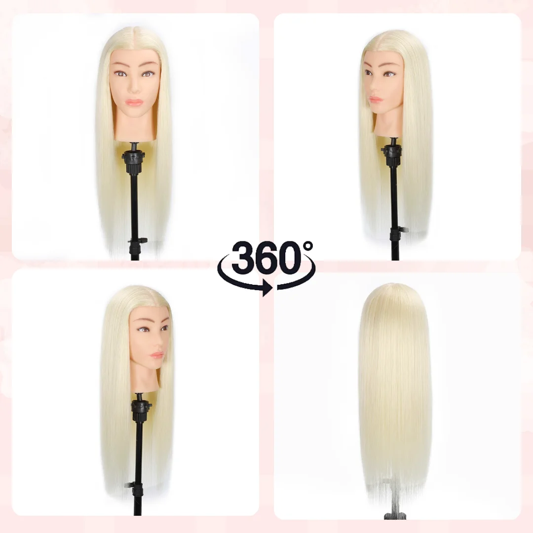 금발 화장품 마네킹 머리 70% 인간의 머리카락 26 "-28" 헤어 스타일링을위한 실제 머리 마네킹 머리 미용 연습 인형 머리