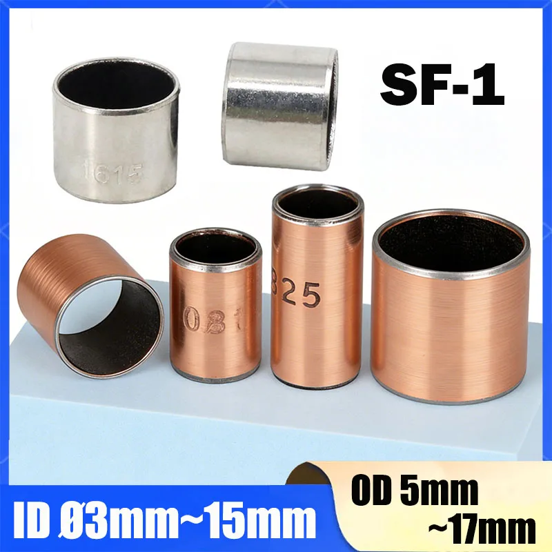10Pcs SF-1 Self Lubricating Bearings Bore 3mm 4mm 5mm 6mm 8mm 10mm 12mm 14mm 15mm Wrapped Oilless Self-lubricating Bushings