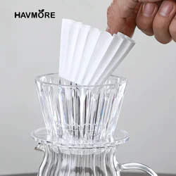 Wave Coffee Dripper 1-2Cups Crystal Eye Pour Over Coffee Dripper With Coffee Filter Papers 50 Sheets Coffee Filter Set