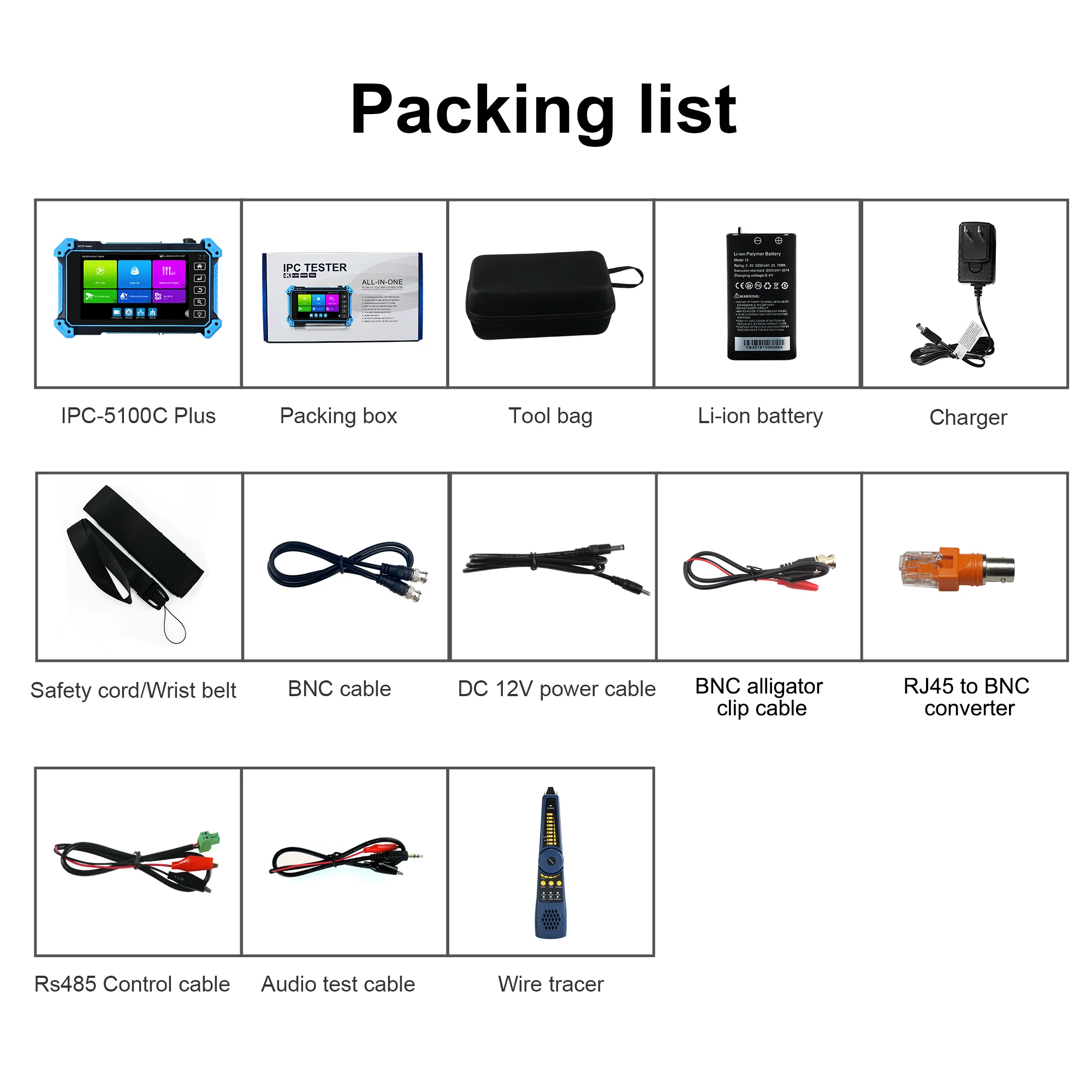 Wanglu atualizado 8k IPC-5100C mais testador de câmera ip 8mp ip cvi tvi ahd testador de câmera analógica vga & 4k hd entrada testador de câmera ip