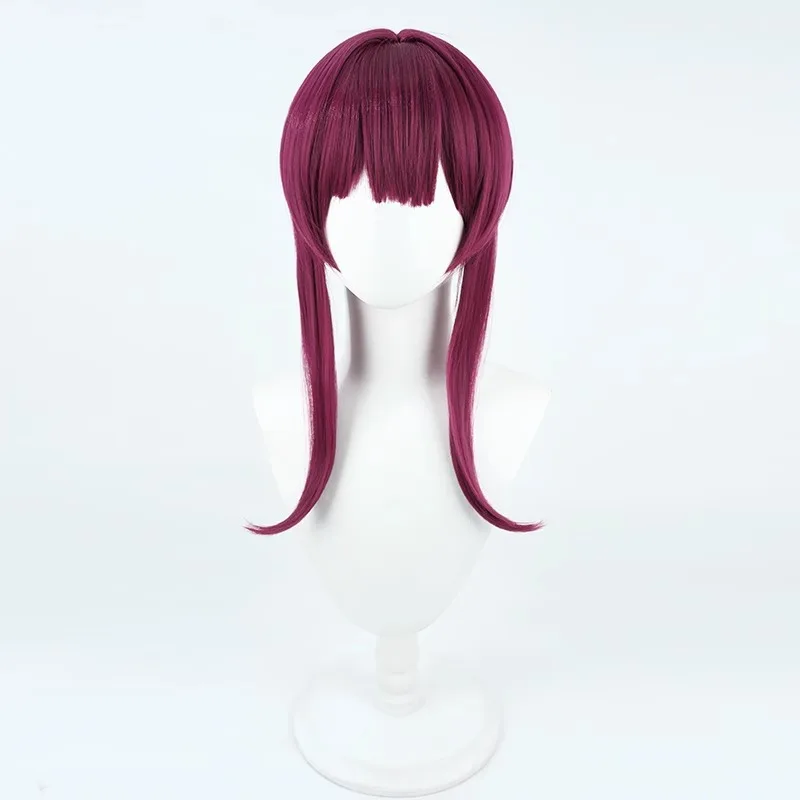 Honkai Star Rail Kafka Cosplay Wig Wine Red One Ponytail Wig for Halloween Party +Free Wig Cap