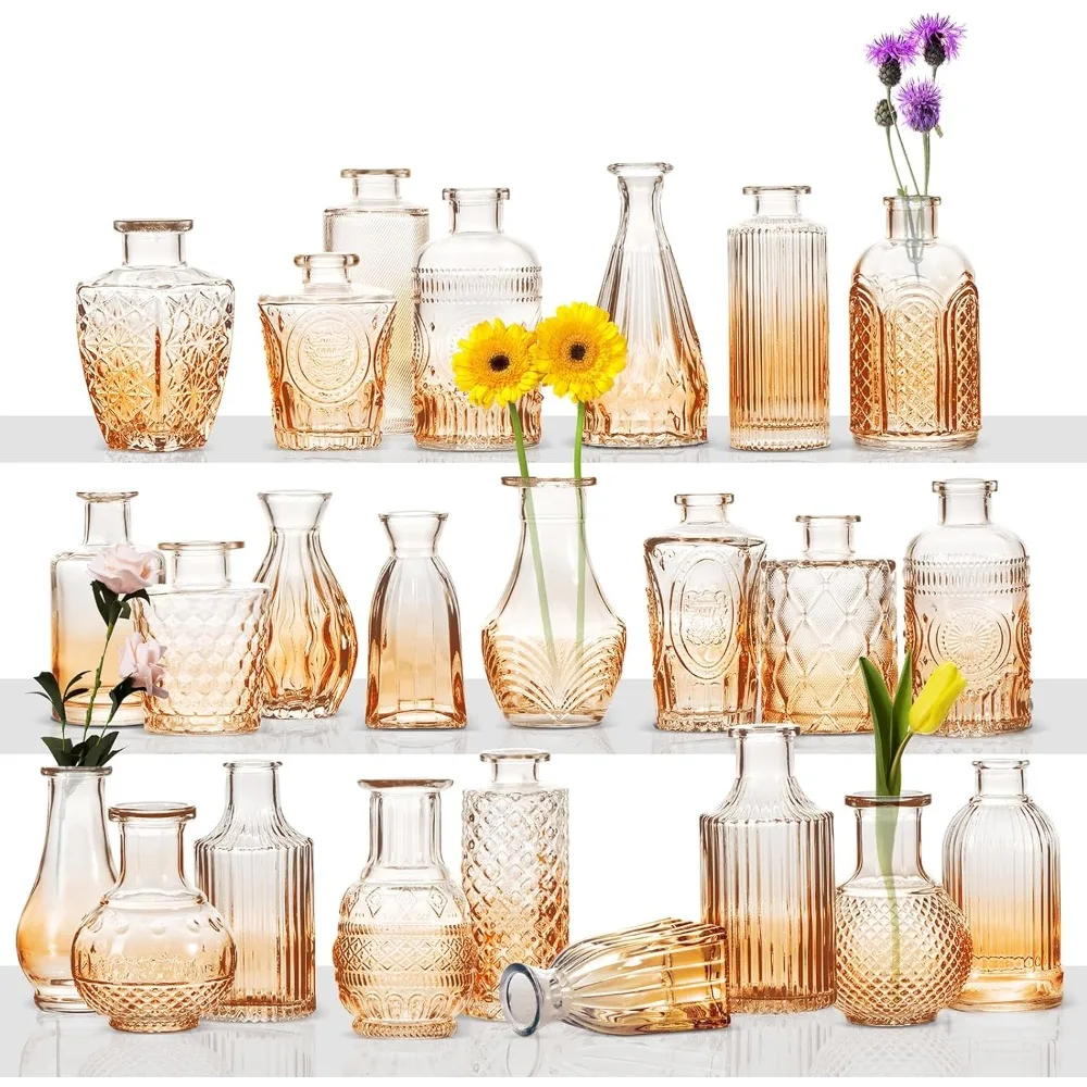 

Glass Bud Vases Set, 24Pcs Small Vases for Flowers Arrangements, Cute Flower Vase in Bulk for Centerpiece Table Decorat