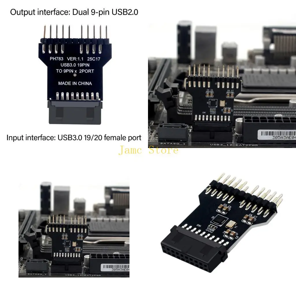 

LX0B Внутренний модуль расширения адаптера от 19PIN до 9PIN USB2.0 для систем компьютерного водяного охлаждения