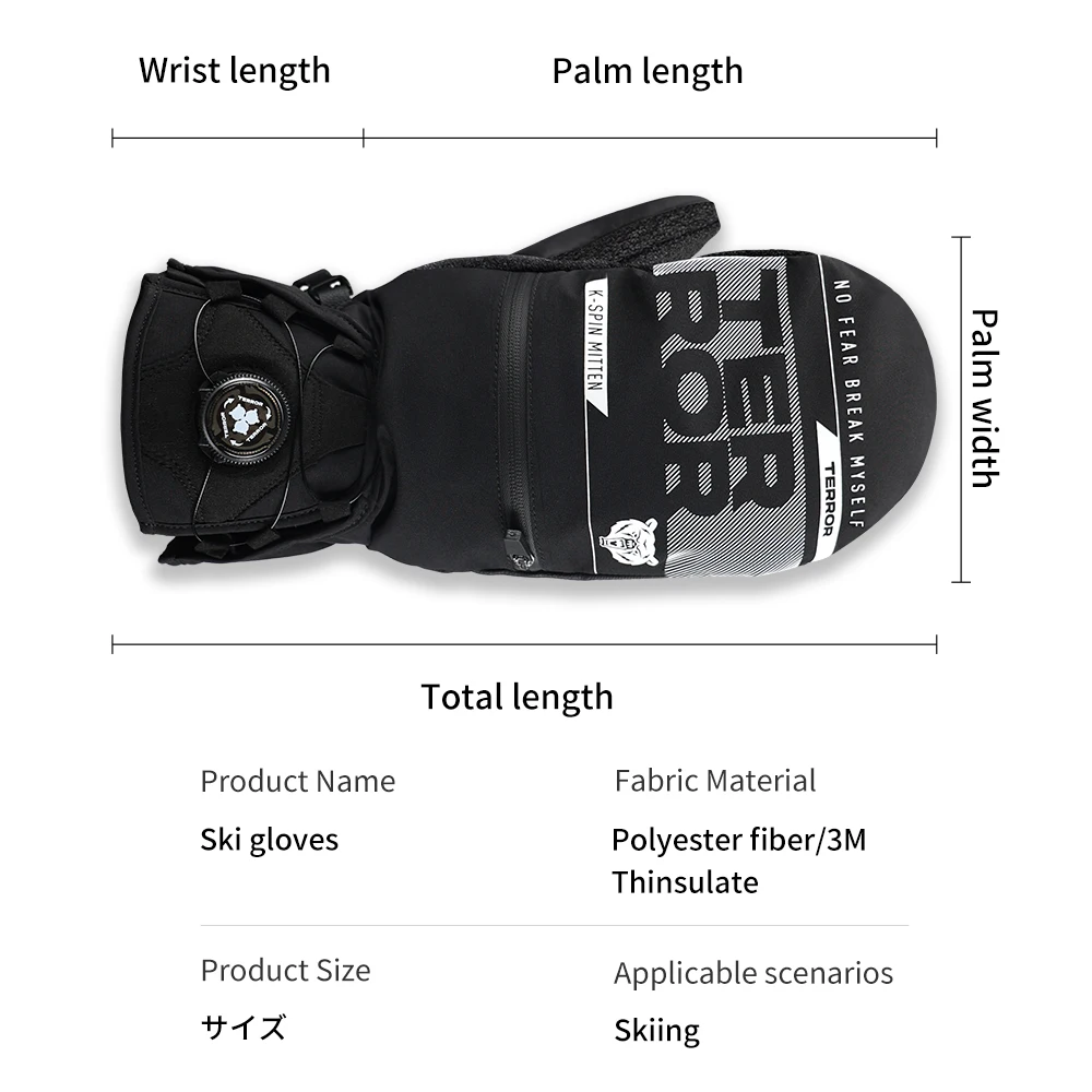 TERROR professional full-palm Kevlar with knob ski gloves built-in detachable wrist guard snowboard carved ski stew