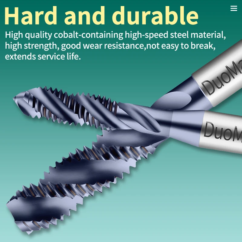

Duo Martap CNC HSSE Tap Spiral Fluteless Machine Thread UNF 7/16 1/2 9/16 5/8 3/4 7/8 Spiral Fluted Metal Tool 1PCS