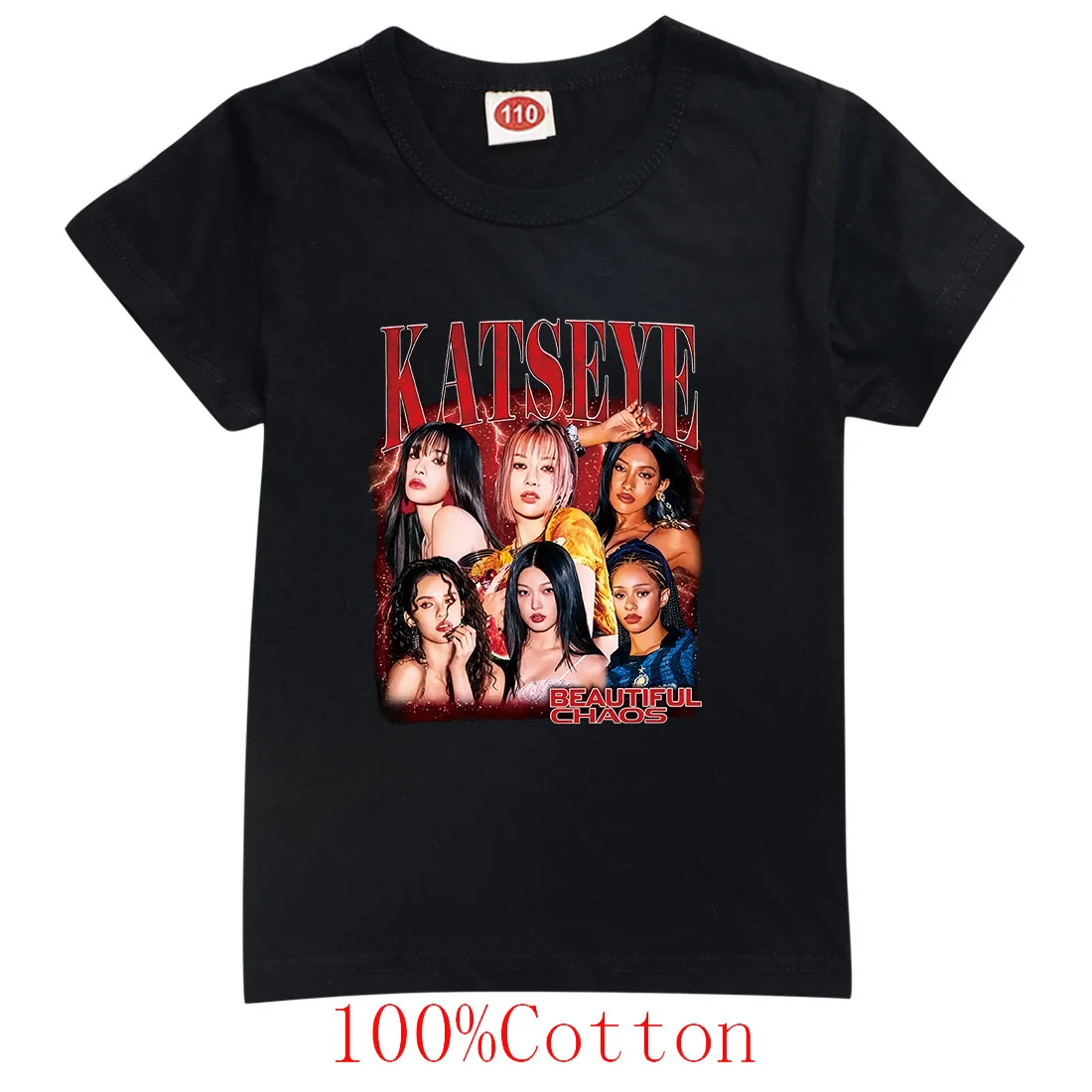 Mode Katseye T-Shirt Kinder Sommerkleidung Mädchen Kurzarm T-Shirt Kleinkind Junge 100% Baumwolle Casual Tops Kinder Streetwear – Detail 5
