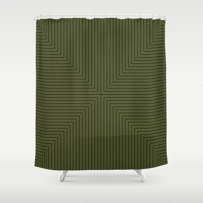 Simple Geometric Linear Pattern Bathroom Curtains Home Decor Waterproof Bathtub Creative Personality Shower Curtains with Hooks
