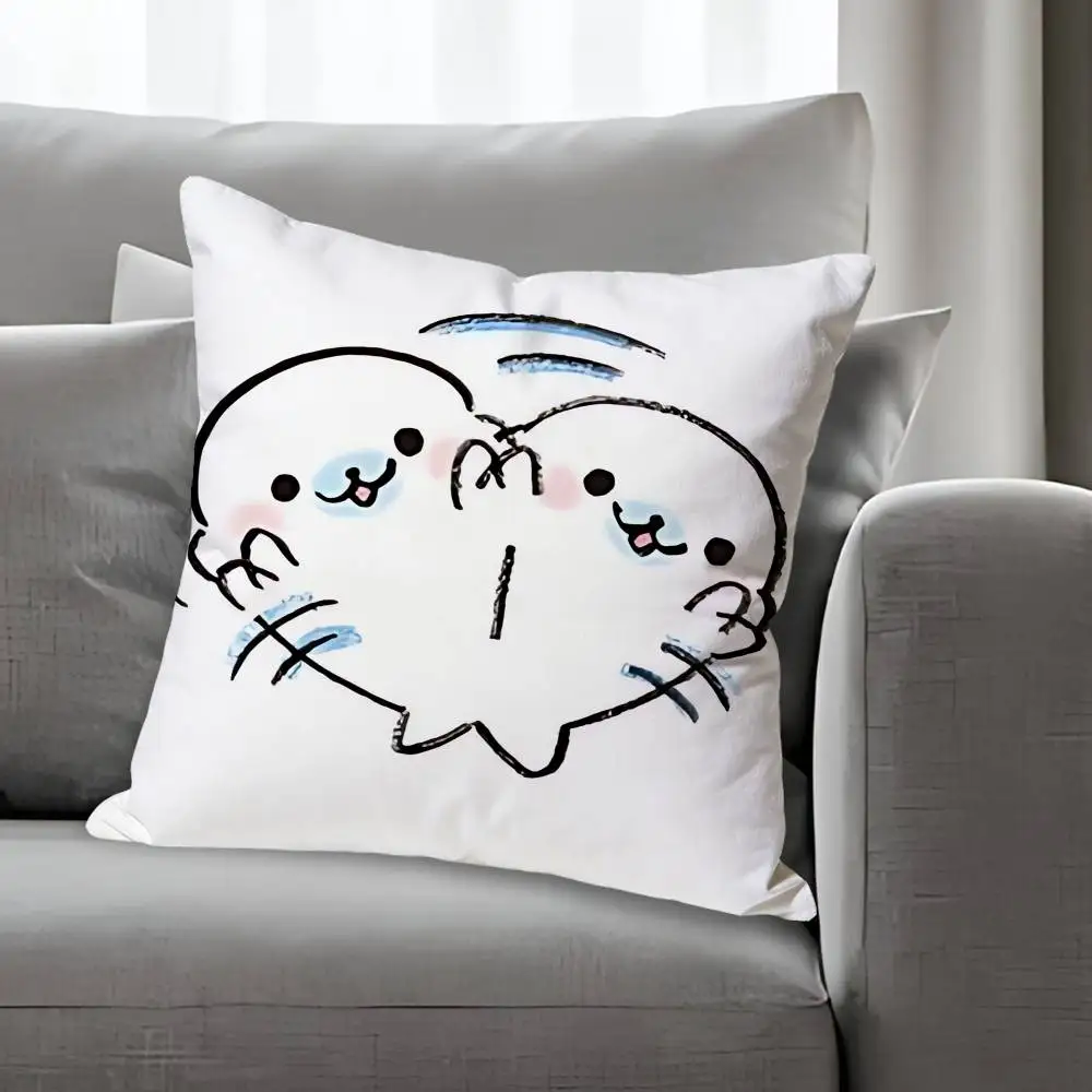 M-Mamegoma S-Seal Cute Meme Pillow Cases for Bedroom Living Room Sofa Home Decor Polyester Cushion Cover with Zipper