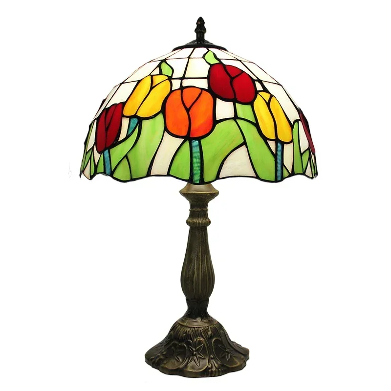 12inch 30cm Classical Ear of Wheat Stained Glass Tiffany Lampshade Pastoral Bedside Table Lamp Lamparas De Mesa Desk Lamp