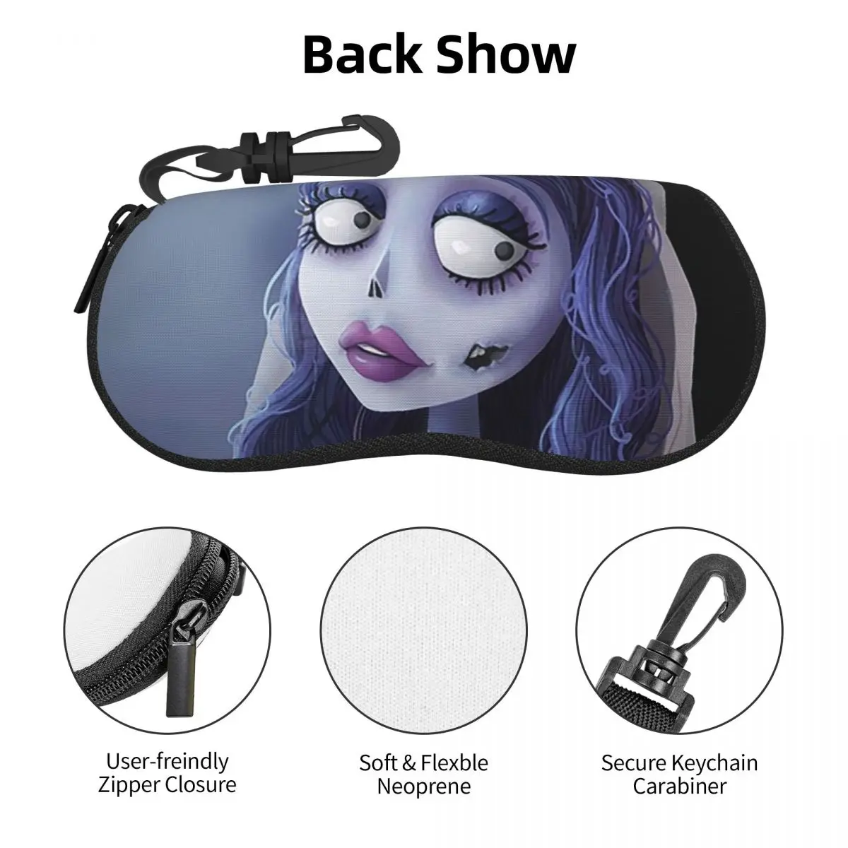 エミリー・ザ・コープス・ブライド シェルメガネケースプロテクター サングラスボックス 女性男性用 ソフト眼鏡バッグポーチ