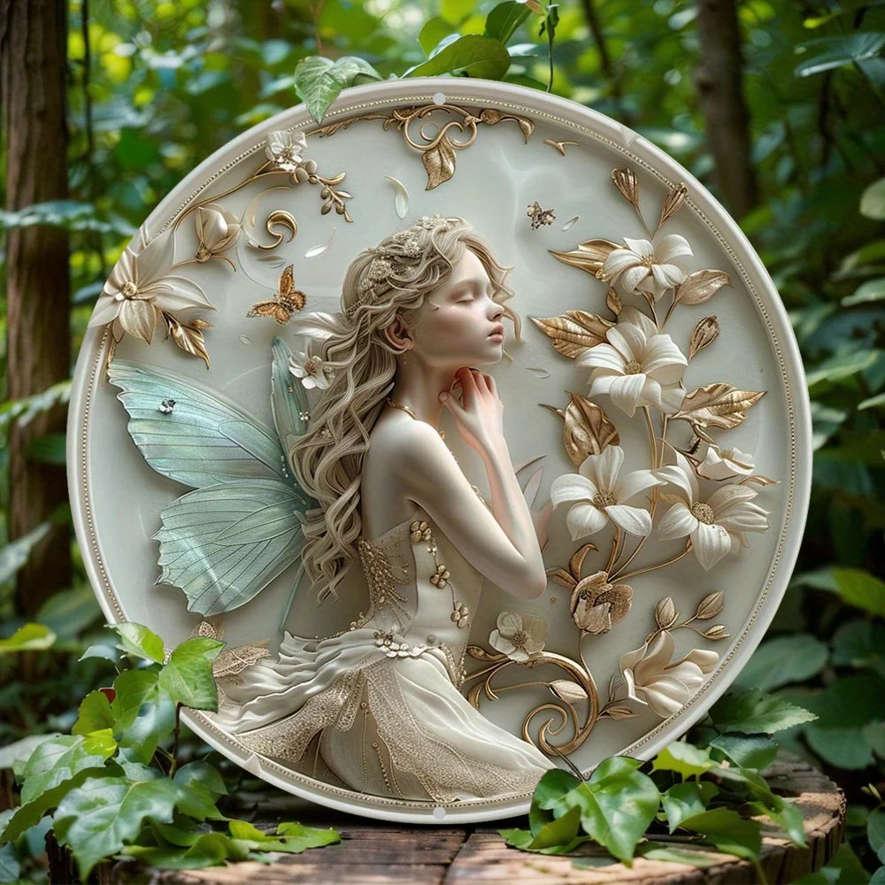 

Round Aluminum Sign, Elf Fairy Themed Room Decoration, Scene Decoration, Bar Decoration, Holiday Gift for Friends and Family