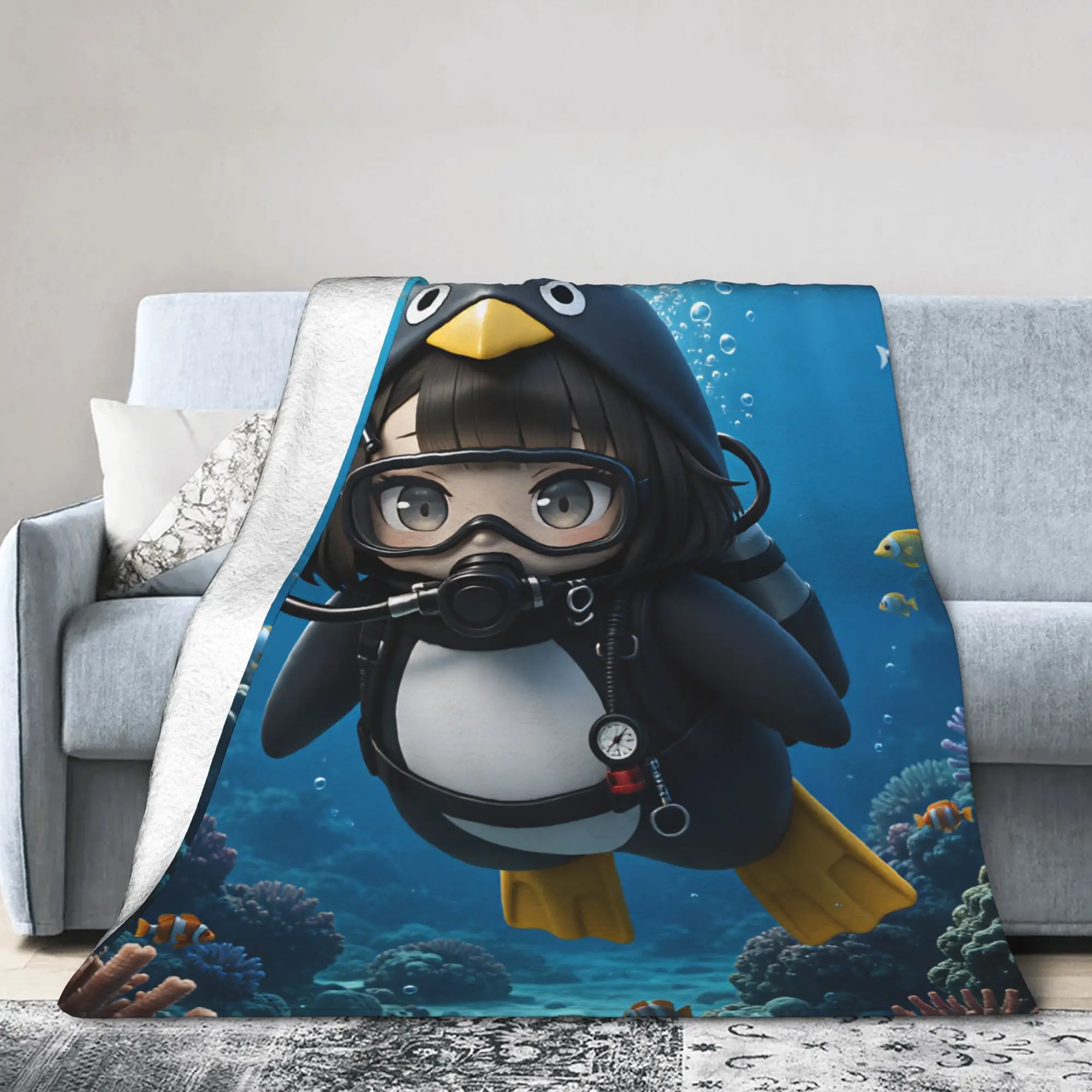 Gugu Gaga Penguin  Blankets Quality Warm Soft  Throw Blanket Autumn Girls Boys Couch Chair Comfortable Bedspread