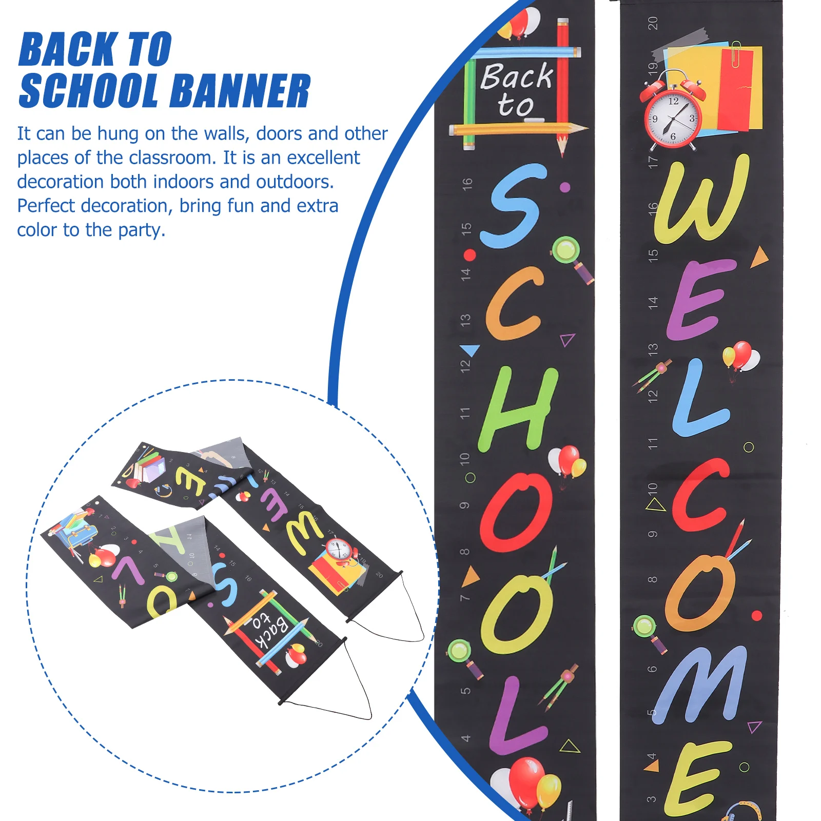 

Back to School Banner Oxford Cloth Clear Printing Bright Colors Suitable for Party Decoration Indoors Outdoors Classroom