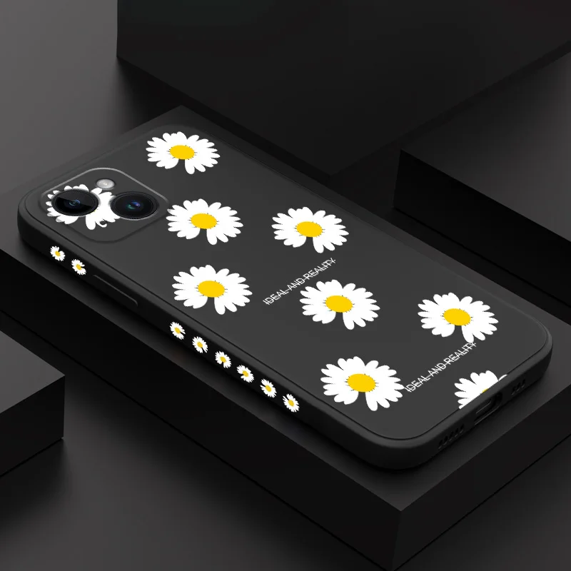 Daisy Petals Phone Case For iPhone 15 14 13 12 11 Plus Pro Max Mini X XR XS SE2020 8 7 6 6S Plus Liquid Silicone Cover