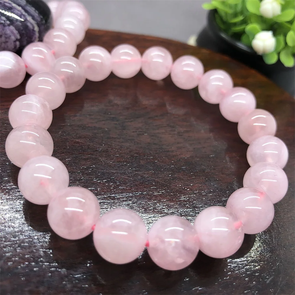 Natural Stone 6 8 10 12mm Pink Crystal Bracelet for Women in Charm Bracelets Fine Jewelry Making Honorable Cure Energy Beading